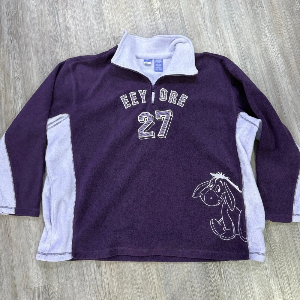 Disney Womens 26W/28W Vintage Y2K Eeyore 1/4‎ Zip Fleece
